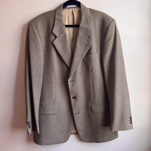 Yves Saint Laurent Tan Checkered Blazer - Picture 2 of 9